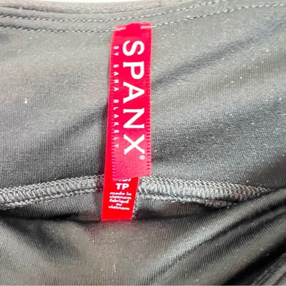 SPANX BLACK FAUX LEATHER LOOK LEGGINGS WITH STRIPES WOMENS SX XS - Picture 9 of 9